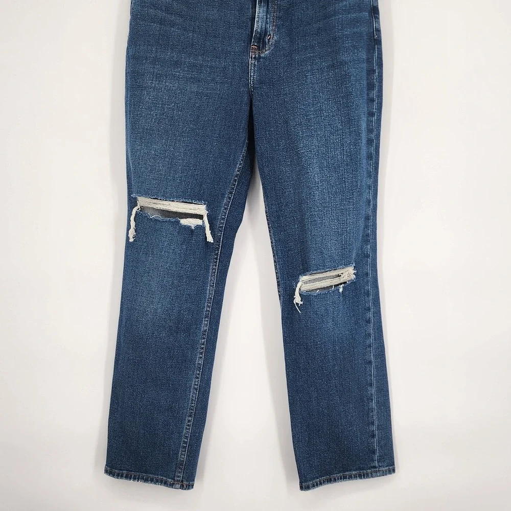 A&F NWT Curve Love Ankle Straight Jeans Size 6R Retro Grunge Casual Blue Comfort